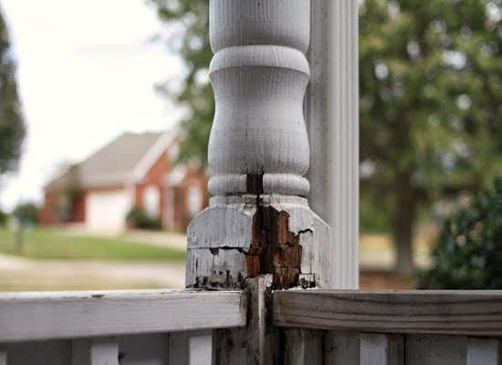 exterior rot repair on railing